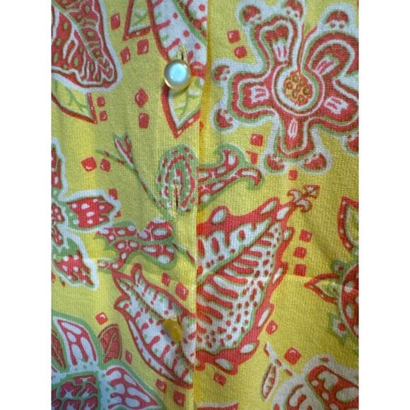 Lilly & Van Long Sleeve Yellow Floral Cardigan Sweater M - Picture 3 of 4